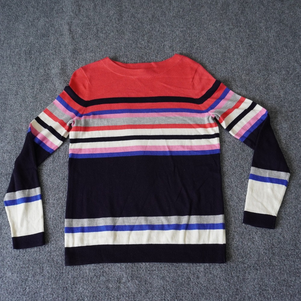 Talbots Petites‎ Striped Knit Sweater Small Colorful Cotton Blend Pullover